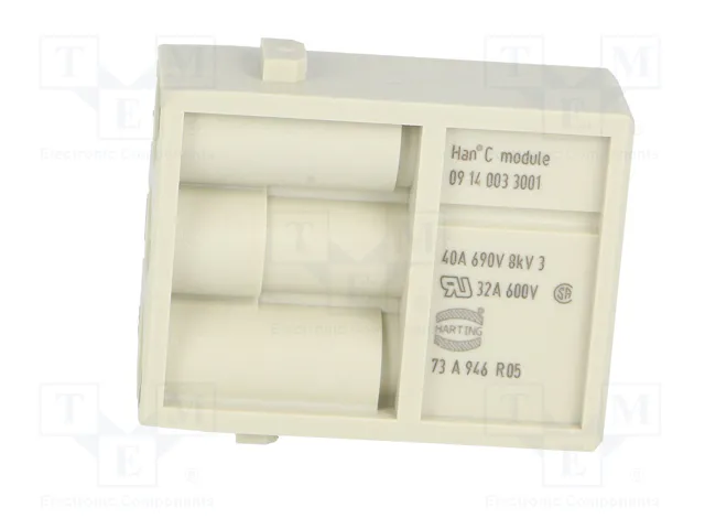 HARTING Módulo Conector HDC Macho Han-Modular® 40A 690V 3 Pines