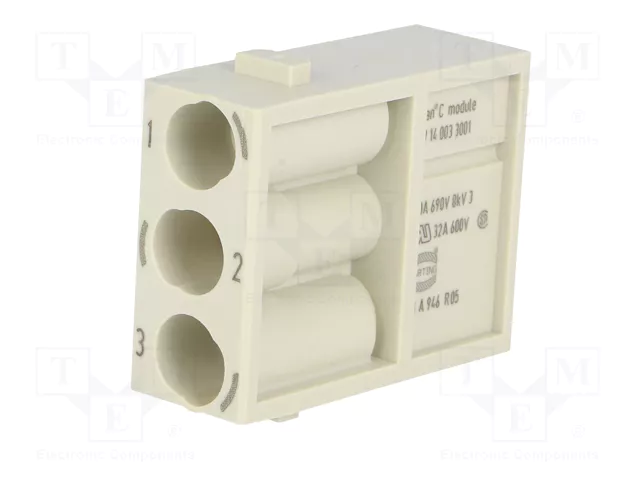 HARTING Módulo Conector HDC Macho Han-Modular® 40A 690V 3 Pines