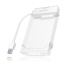 ICY BOX IB-AC703-U3 Carcasa para disco duro/SSD de 2.5" SATA a USB-A 3.0 con cable integrado y compatible con UASP