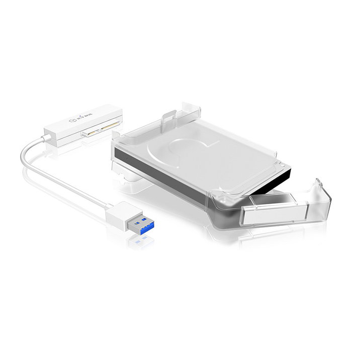 ICY BOX IB-AC703-U3 Carcasa para disco duro/SSD de 2.5" SATA a USB-A 3.0 con cable integrado y compatible con UASP