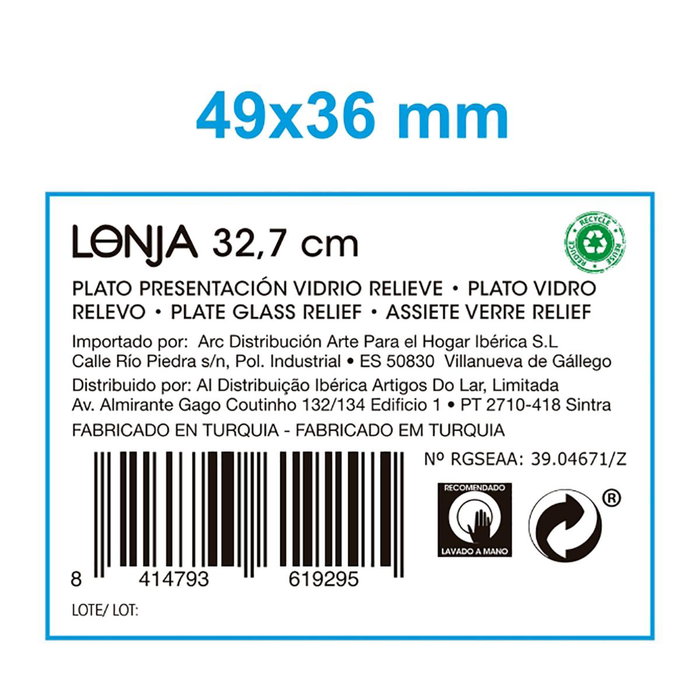 Plato Presentación Vidrio Lonja Quid 32,7 cm (12 Unidades)