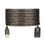 Ewent EW1024 Amplificador/Extensor de Señal USB 2.0, Cable USB A Macho a Hembra de 25 Metros, Negro