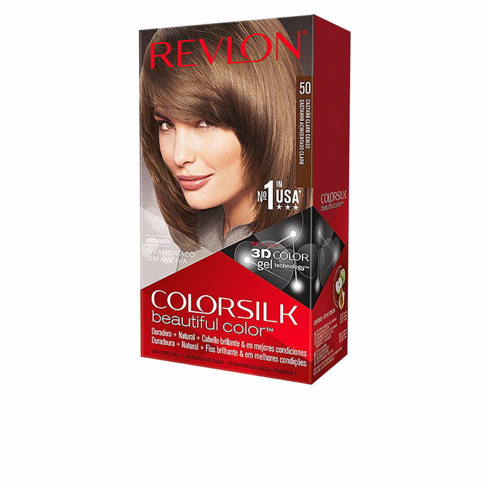 Revlon Mass Market Colorsilk Tinte para el Cabello #50 Castaño Claro Cenizo - 1 Unidad, Tinte sin Amoniaco con Color Natural y Brillante Revlon Mass Market Colorsilk Tinte para el Cabello #50 Castaño Claro Cenizo - 1 Unidad, Tinte sin Amoniaco con Color Natural y Brillante