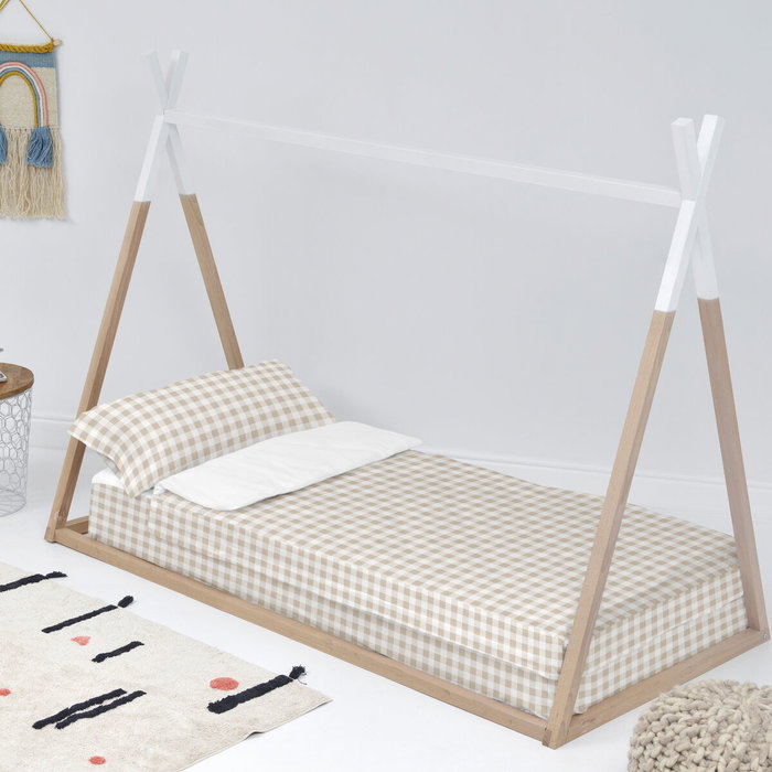 Saco Nórdico sin Relleno HappyFriday Basic Kids Vichy Beige 90 x 200 cm Saco Nórdico sin Relleno HappyFriday Basic Kids Vichy Beige 90 x 200 cm
