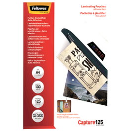 Fellowes Fundas para Plastificar Autoadhesivas A4 125 Micras Brillo Pack 100