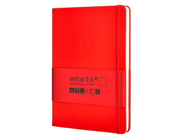 Antartik Cuaderno A5 Tapa Dura Rojo Hojas Lisas 100 Hojas 80gr FSC