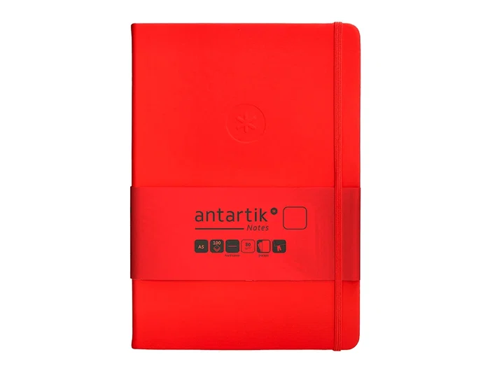 Antartik Cuaderno A5 Tapa Dura Rojo Hojas Lisas 100 Hojas 80gr FSC