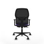 Silla de oficina Alfera con mecanismo Sincro tapizada con Tela color Lila y malla color Negro. Equipada con lumbar 1D, Brazos 1D y Ruedas 65mm nailon