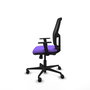 Silla de oficina Alfera con mecanismo Sincro tapizada con Tela color Lila y malla color Negro. Equipada con lumbar 1D, Brazos 1D y Ruedas 65mm nailon