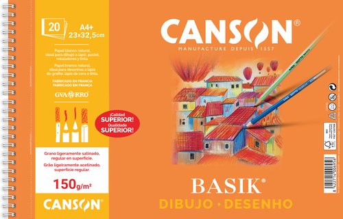 Canson Bloc de Dibujo Basik A4+ 20 Hojas 150 g/m²