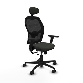 PIQUERAS Y CRESPO Silla de oficina Jorquera con mecanismo Sincro/Traslack, Tela Negra