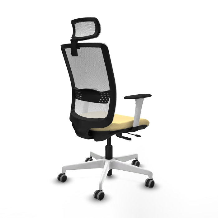 PIQUERAS Y CRESPO Silla de oficina Haches con mecanismo Sincro/Traslack, Crema y Blanco