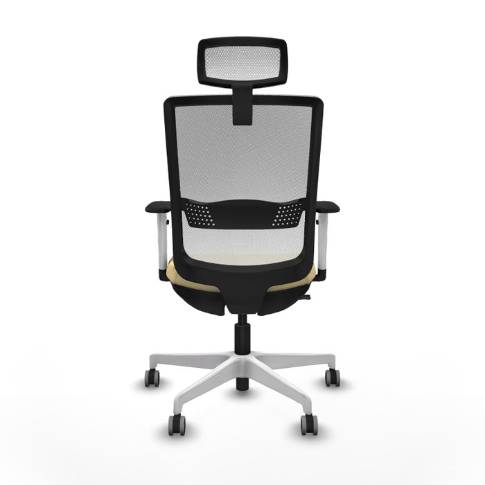 PIQUERAS Y CRESPO Silla de oficina Haches con mecanismo Sincro/Traslack, Crema y Blanco