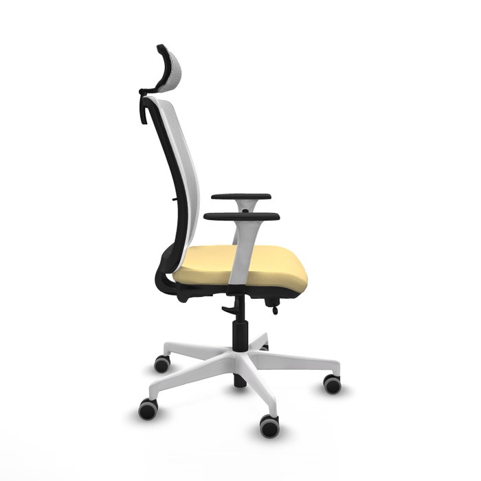 PIQUERAS Y CRESPO Silla de oficina Haches con mecanismo Sincro/Traslack, Crema y Blanco