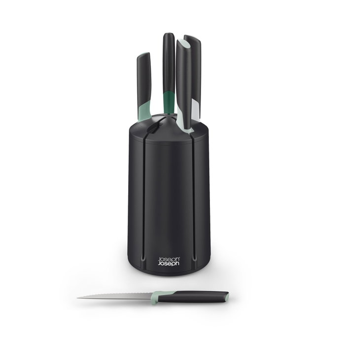 Joseph Joseph Elevate Green Knife Carousel Set de 5 piezas con bloque giratorio en verde Joseph Joseph Elevate Green Knife Carousel Set de 5 piezas con bloque giratorio en verde