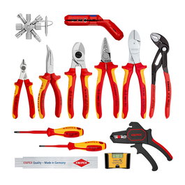 Knipex 00 20 90 V02 - Set de Herramientas Eléctricas de 13 Piezas con Llave Estrella, Alicates y Cortador de Cable | Rojo/Amarillo