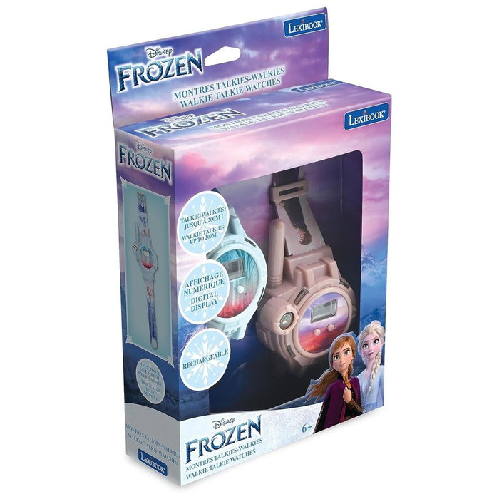 Lexibook Reloj Walkie Talkie Frozen Disney 200m Pantalla Digital Brújula Linterna Batería USB