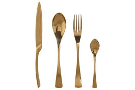 DKD Home Decor Set de Cubertería Chic Mision de 16 Piezas Dorado