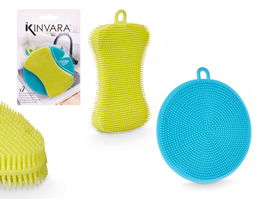 Arte Regal Set 2 Estropajos Silicona TPE Amarillo y Azul 13.4 x 21.5 x 2 cm (Set de 24)