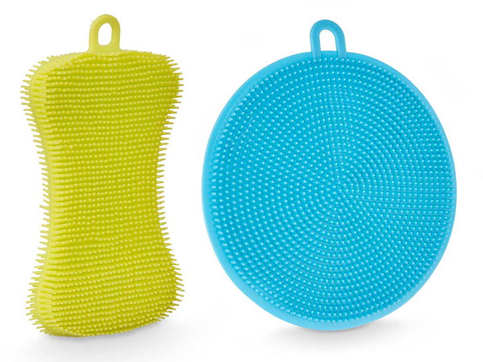 Arte Regal Set 2 Estropajos Silicona TPE Amarillo y Azul 13.4 x 21.5 x 2 cm (Set de 24)