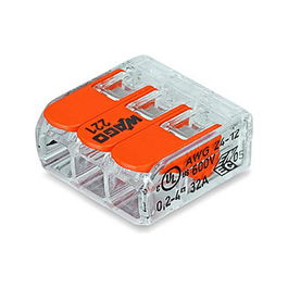 WAGO Serie 221 Terminal de Conexión 221-413, 3 Posiciones, 4 mm² (50 Piezas)