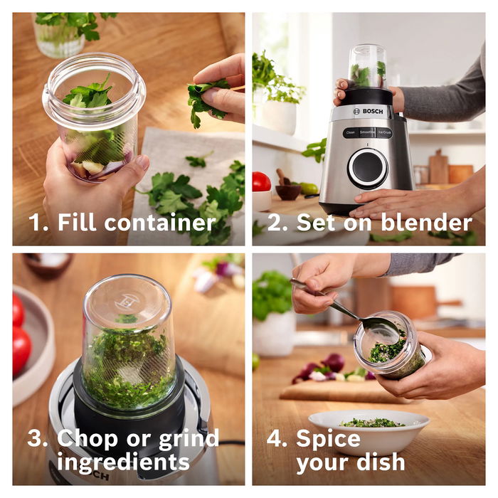 Bosch MMB6177S Batidora de Vaso Serie 4 VitaPower 1200 W Negro y Plata