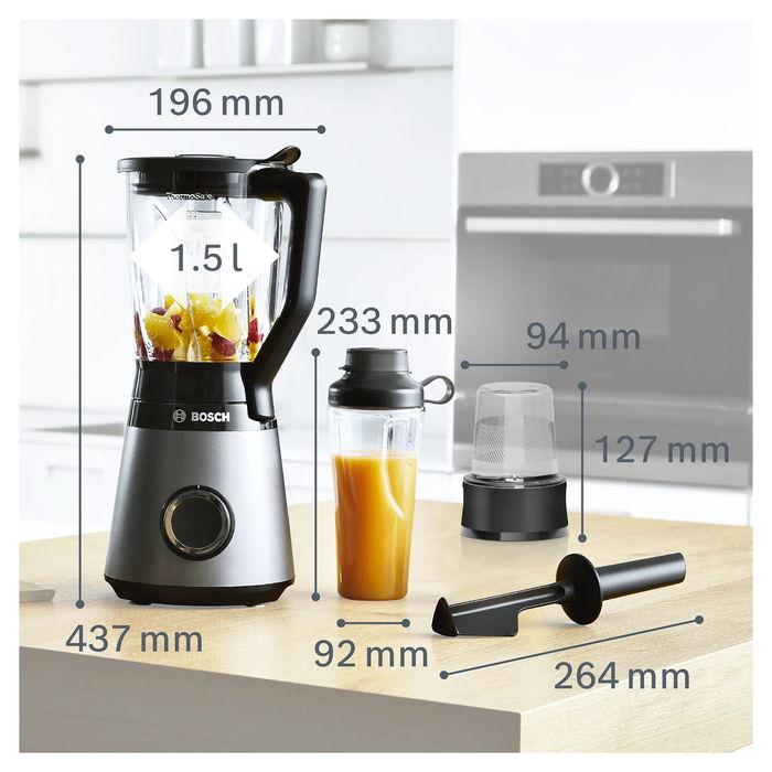 Bosch MMB6177S Batidora de Vaso Serie 4 VitaPower 1200 W Negro y Plata