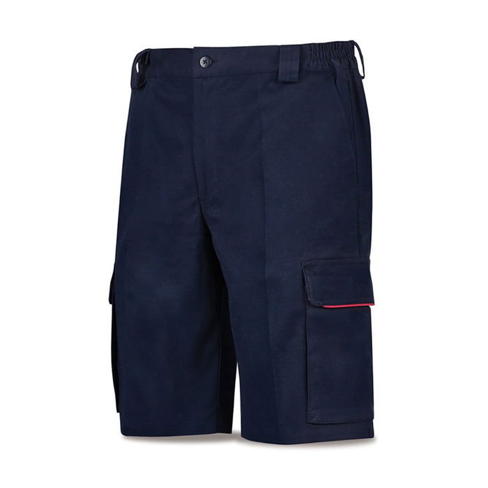 Bermuda Strech Algodón Elastano Azul Marino con Ribetes Rojos Talla 50
