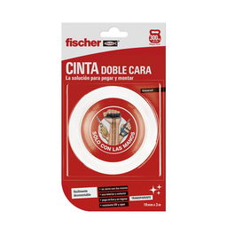 Fischer Cinta Doble Cara Transparente Blanco 19 mm x 3 m