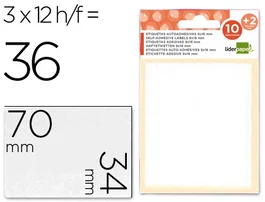 Liderpapel Etiquetas adhesivas blancas 34x70 mm (10+2 hojas de regalo)