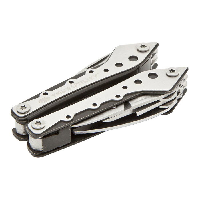 True - Multiherramienta 10 en 1 con acero inoxidable, incluye destornilladores, alicates, cuchillo, tijeras y estuche