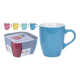 Basics Tazas de café de cerámica 340 ml, 4 unidades, colores surtidos
