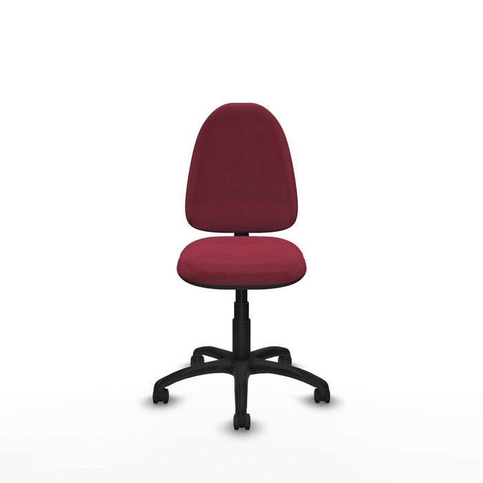 Silla de oficina Aýna con mecanismo Contacto permanente básico tapizada con Tela color Granate. Equipada con Base poliamida negra, Sin brazos y Ruedas de parqué Silla de oficina Aýna con mecanismo Contacto permanente básico tapizada con Tela color Granate. Equipada con Base poliamida negra, Sin brazos y Ruedas de parqué