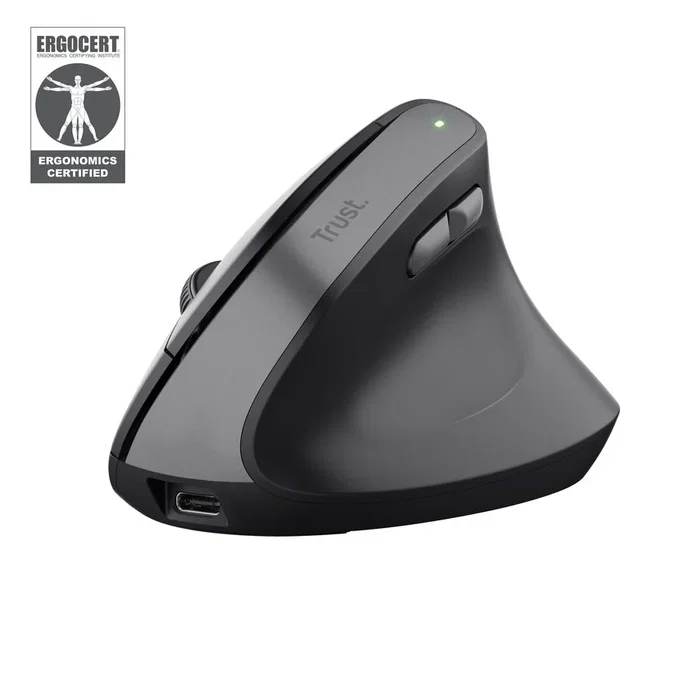 Trust Yuno Ratón Vertical Ergonómico Inalámbrico Negro