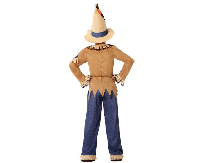 Otros Disfraz Espantapájaros del Mago de Oz para Niño 7-9 Años - Disfraz Infantil de Fantasía con Sombrero, Camiseta de Flecos y Pantalón