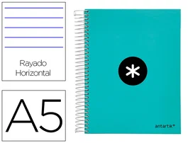 Antartik Cuaderno espiral micro A5 120 hojas 100 gr horizontal color menta