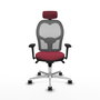 PIQUERAS Y CRESPO Silla de oficina Jorquera con mecanismo sincro, tela granate y malla gris