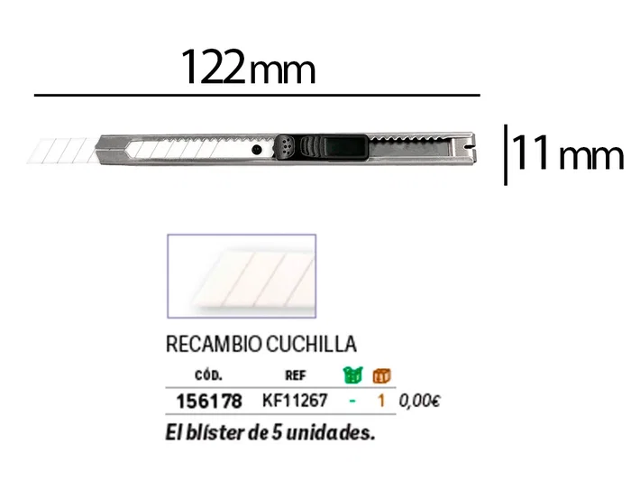 Q-connect Cuter Metálico Estrecho Cuchilla Cerámica 9 mm XD-C18 con Clip Blister 1 Unidad