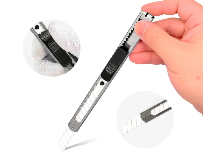 Q-connect Cuter Metálico Estrecho Cuchilla Cerámica 9 mm XD-C18 con Clip Blister 1 Unidad