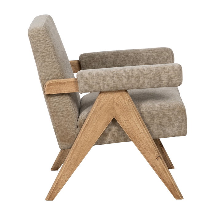 Sillón Beige Tejido-Madera Salón 74 X 76 X 85 cm