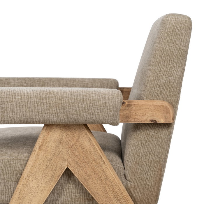 Sillón Beige Tejido-Madera Salón 74 X 76 X 85 cm