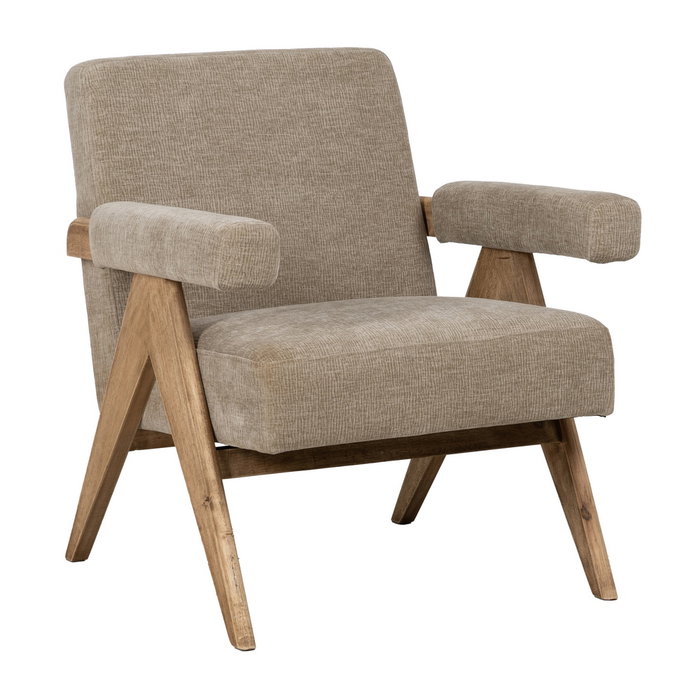 Sillón Beige Tejido-Madera Salón 74 X 76 X 85 cm