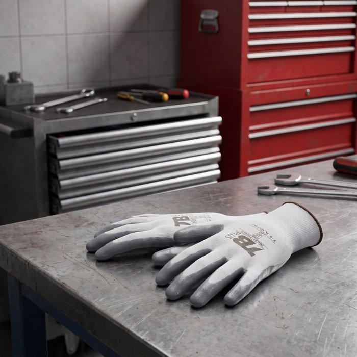 IGARTEX Guante Poliéster Blanco con Palma de Nitrilo Gris Talla S
