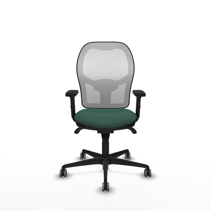 PIQUERAS Y CRESPO Silla de oficina Jorquera con mecanismo sincro, tela verde botella y malla blanca PIQUERAS Y CRESPO Silla de oficina Jorquera con mecanismo sincro, tela verde botella y malla blanca
