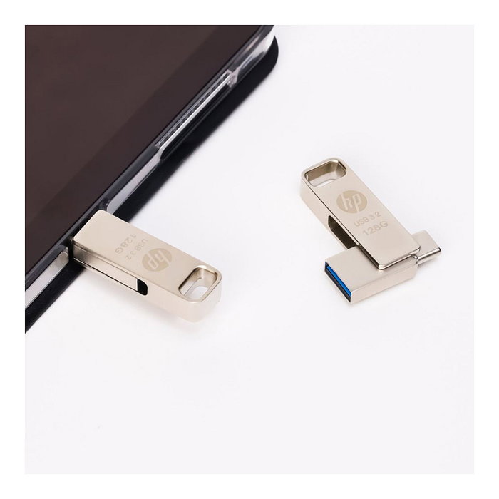 HP USB Flash Drive x206C 32 GB USB 3.2 Gen 1 Swivel Metal Plata Velocidad 120 MB/s con Conector USB-A y USB-C (HPFD206C-A-32)