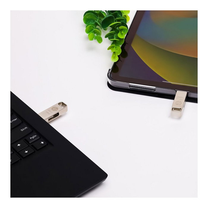 HP USB Flash Drive x206C 32 GB USB 3.2 Gen 1 Swivel Metal Plata Velocidad 120 MB/s con Conector USB-A y USB-C (HPFD206C-A-32)