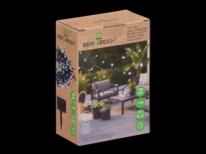 IBERGARDEN Tira de luz solar 11m 100 LED luz fría IBERGARDEN Tira de luz solar 11m 100 LED luz fría