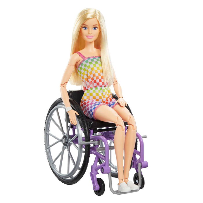 Barbie Muñeca rubia en silla de ruedas con 22 puntos de articulación para niños 3+ años