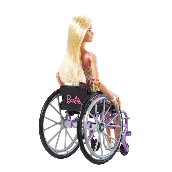 Barbie Muñeca rubia en silla de ruedas con 22 puntos de articulación para niños 3+ años