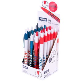 Milan Bolígrafo P1 Nata® 624 Tinta Azul Caja Expositora 20 Ud Colección Inspirada en Gomas de Borrar Fabricado en España